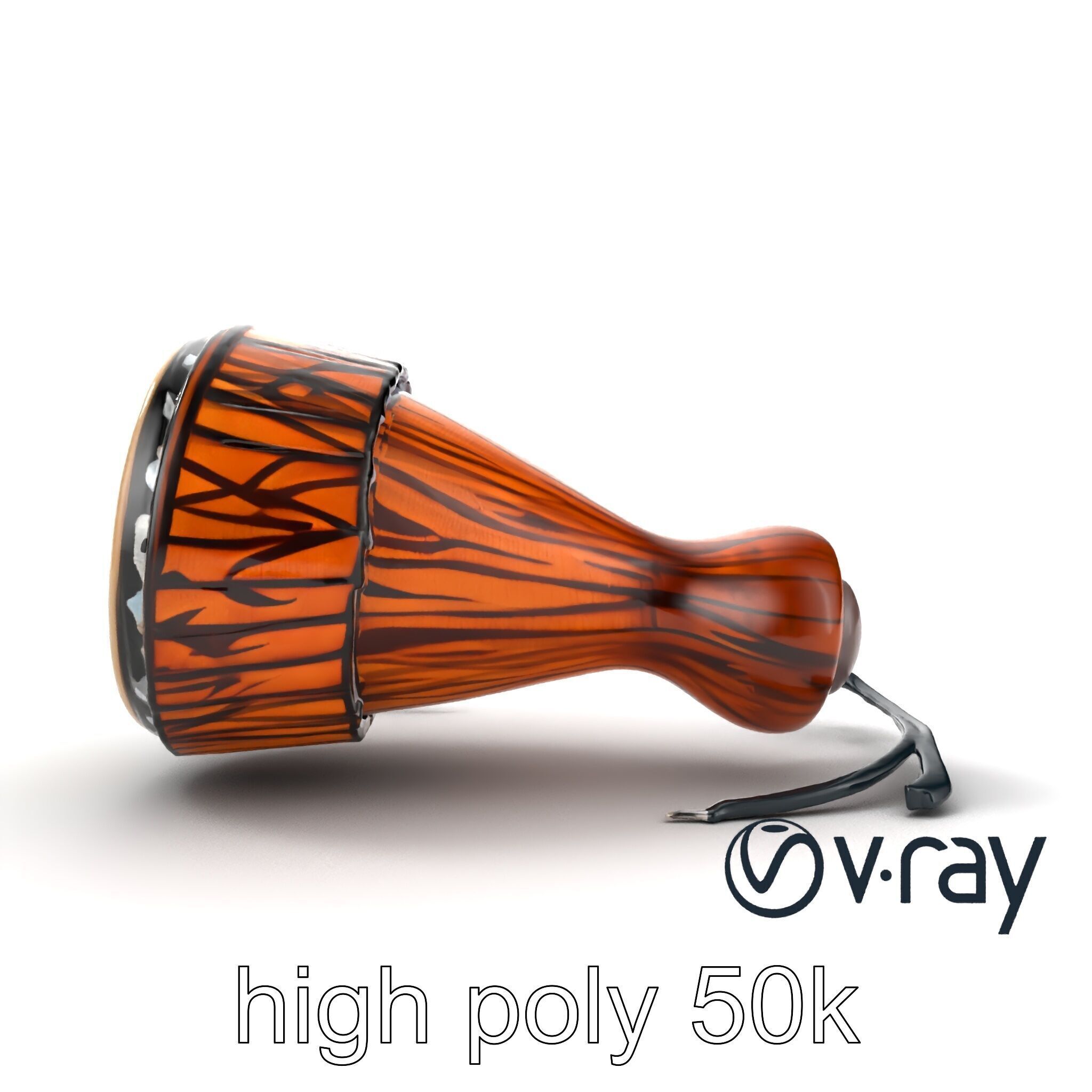 NovaPulse Djembe model pack with tribal-carved wood and LED i... Low-poly 3D model_21