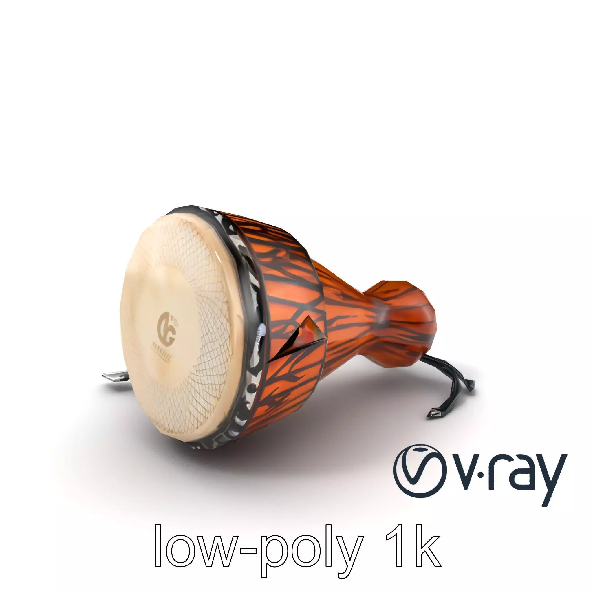 NovaPulse Djembe model pack with tribal-carved wood and LED i... Low-poly 3D model_0