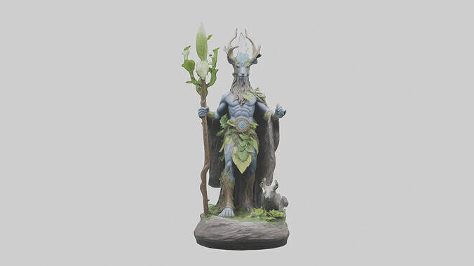 Natures Guardians Statue model Low-poly 3D model