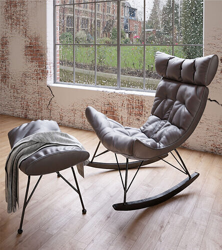  Scene from the room in rainy weather  3D model