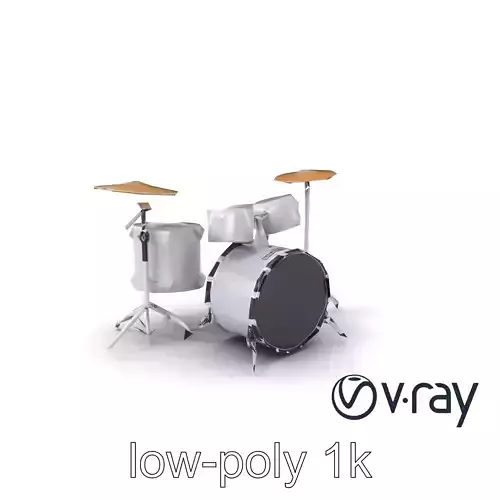 CrystalSonic Drum Set Transparent Acrylic model pack Low-poly 3D model