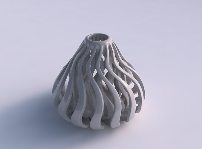 Vase flask wavy with sharp muscle structure squeezed
