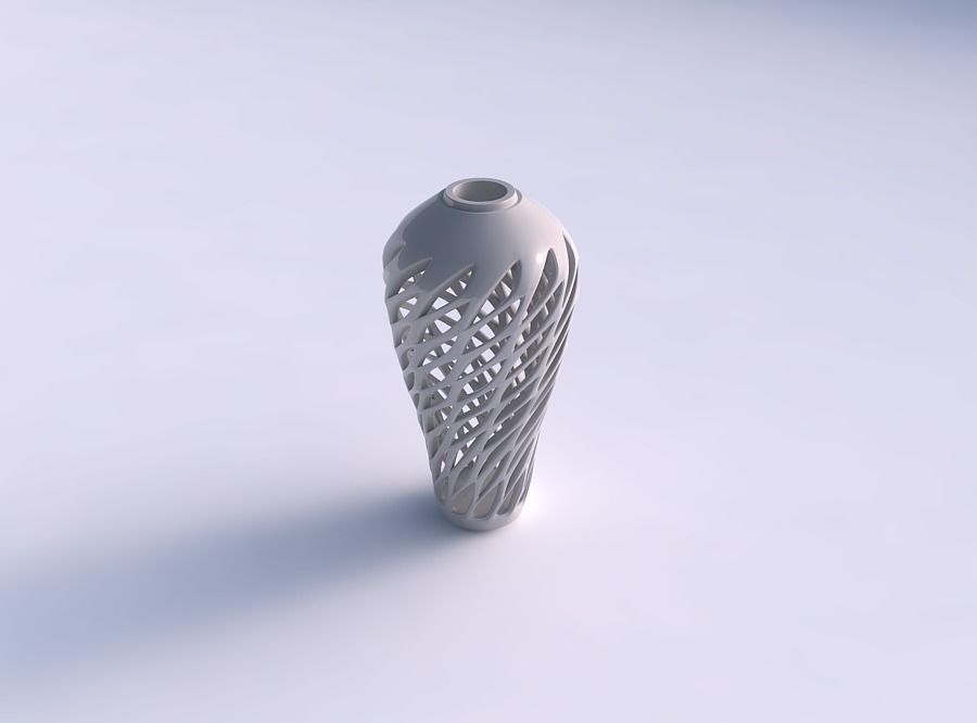 Vase ftwisted flared squeezed bottom with smooth cuts and ext... 3D print model_0