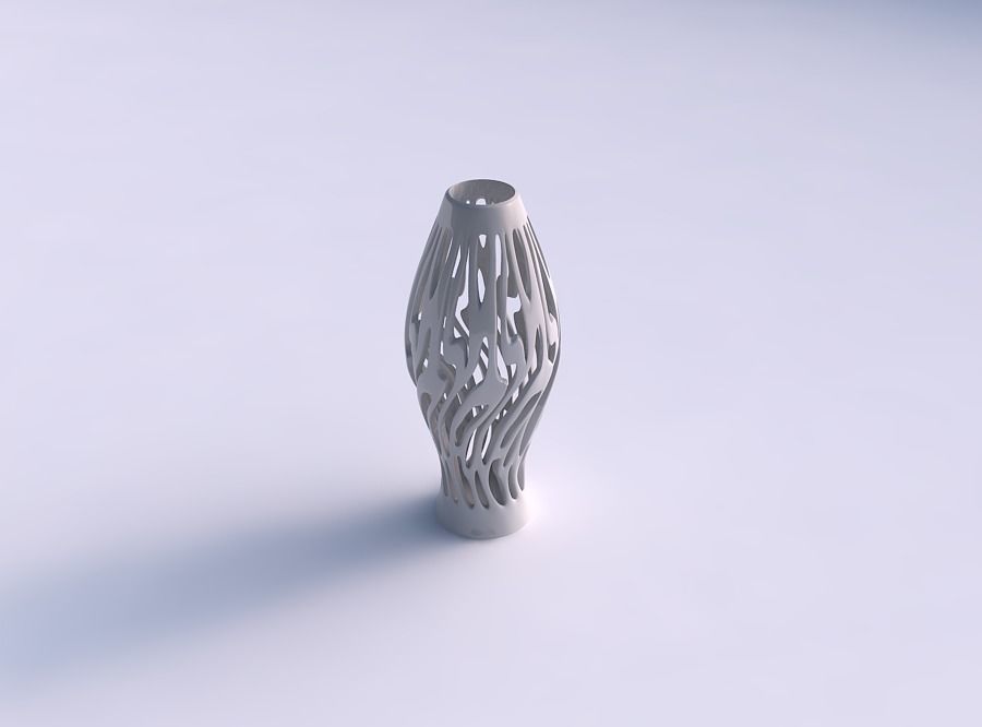 Vase glass shaped wide opening with smooth cuts long neck 3D print model_0