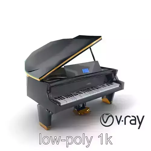 GrandCeleste Piano 3D model pack with ebony body and gold accents