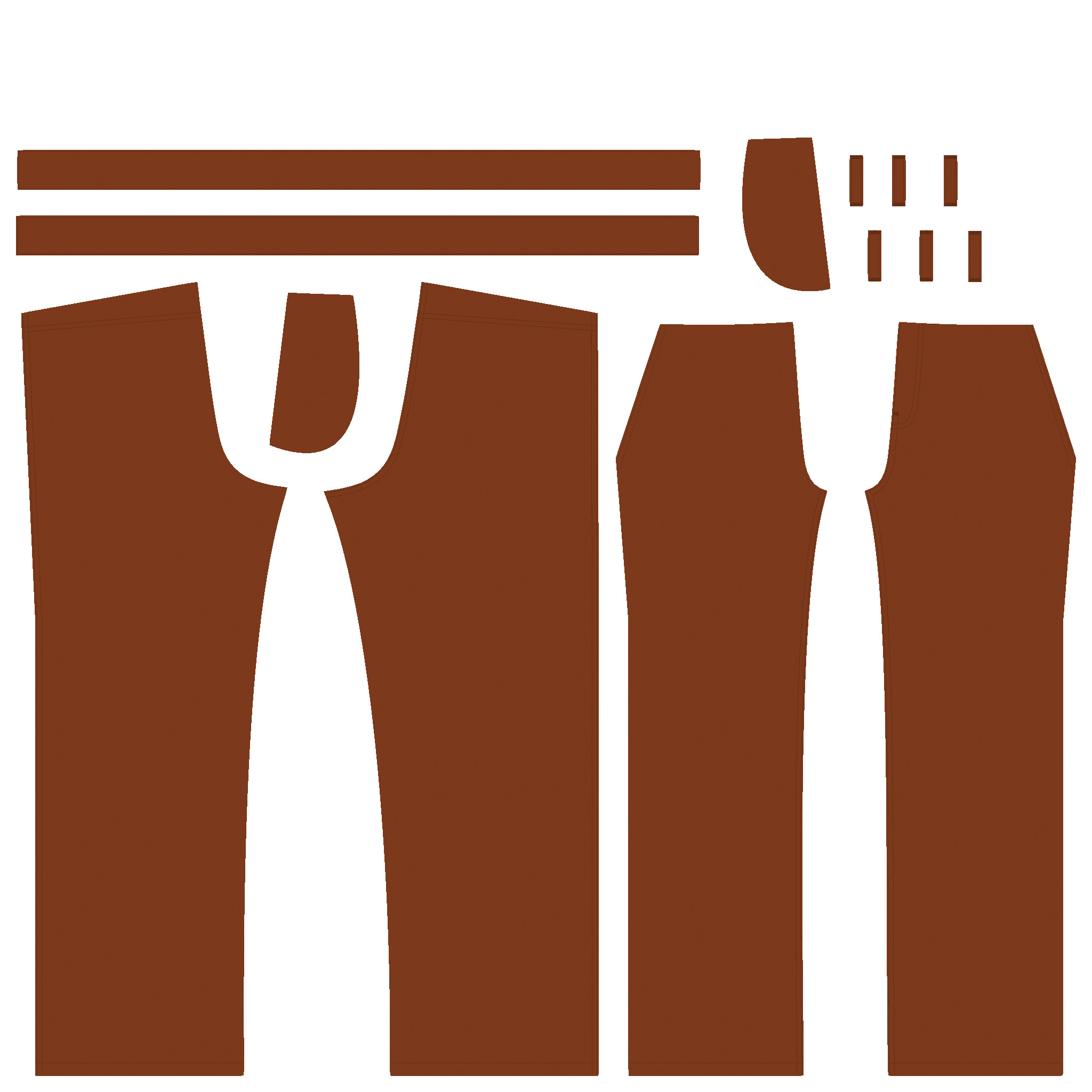 Ladies Pant-Straight Bottom Style In Low Poly Low-poly 3D model_2