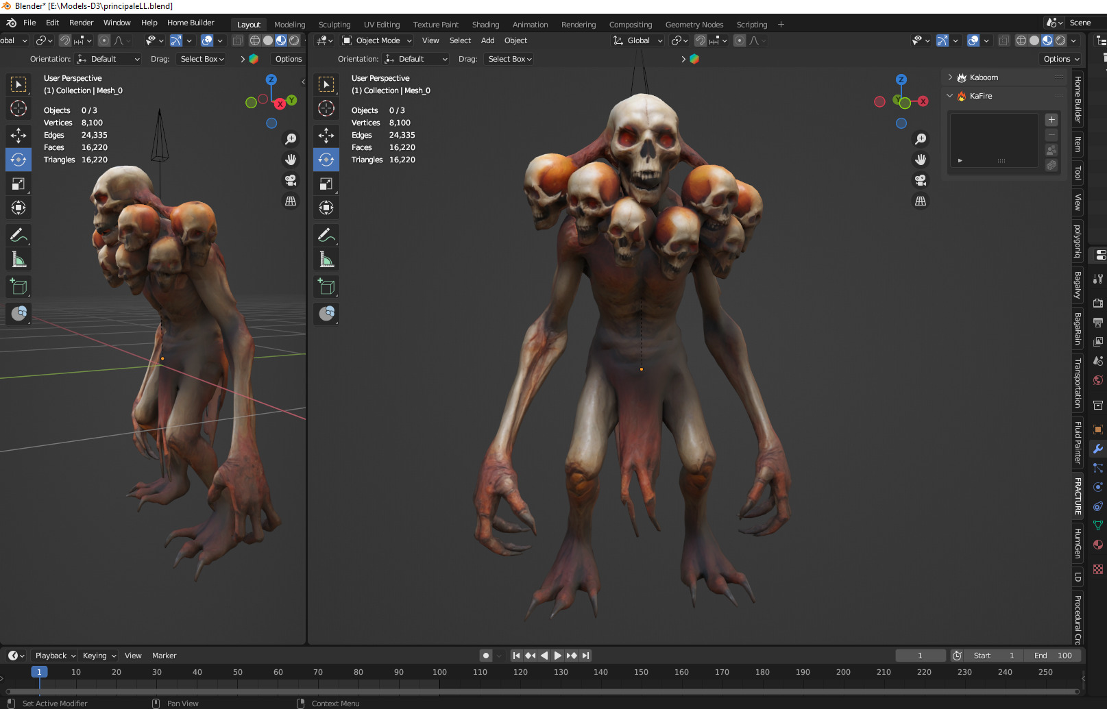 multi headed monster Low-poly 3D model_2