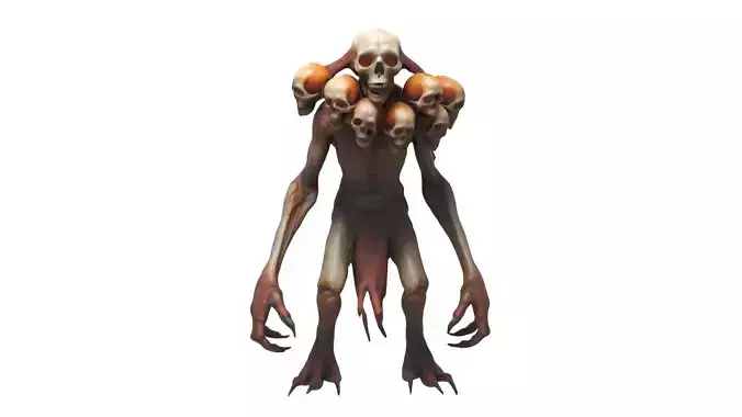 multi headed monster Low-poly 3D model
