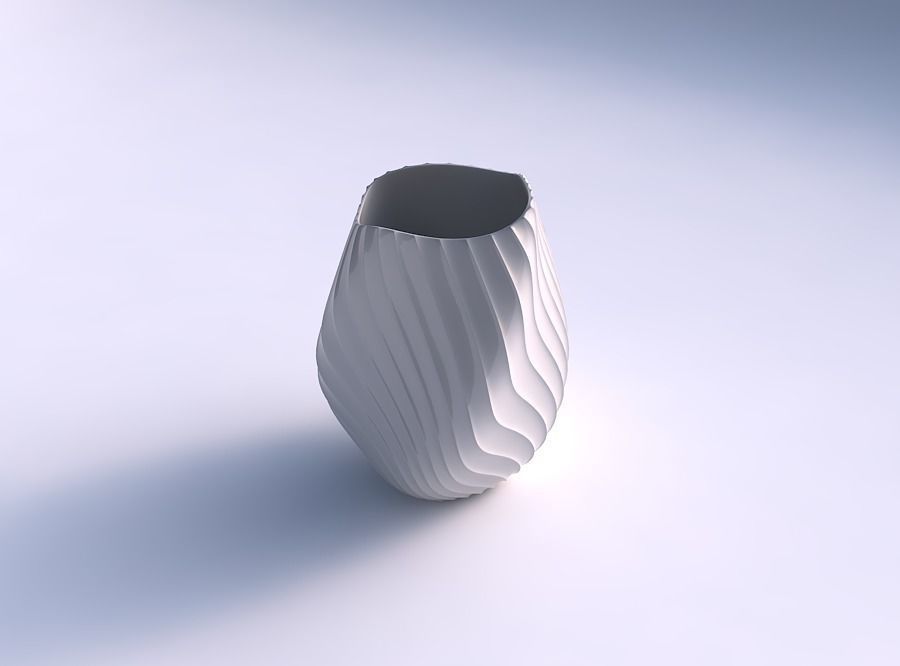 Vase low bulky helix with bent extruded lines 3 3D print model_0