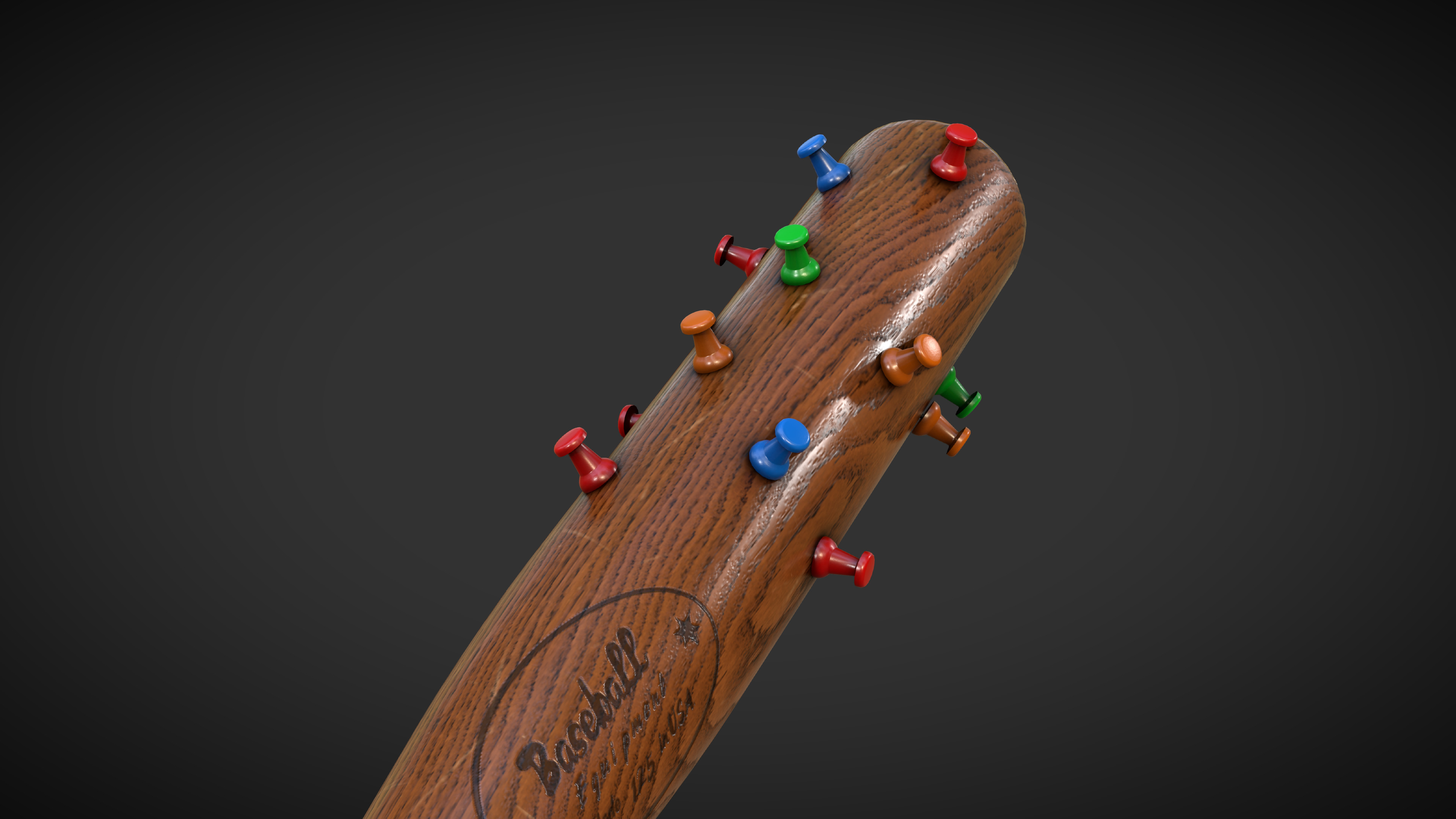 Baseball Bat with Pins Low-poly 3D model_3