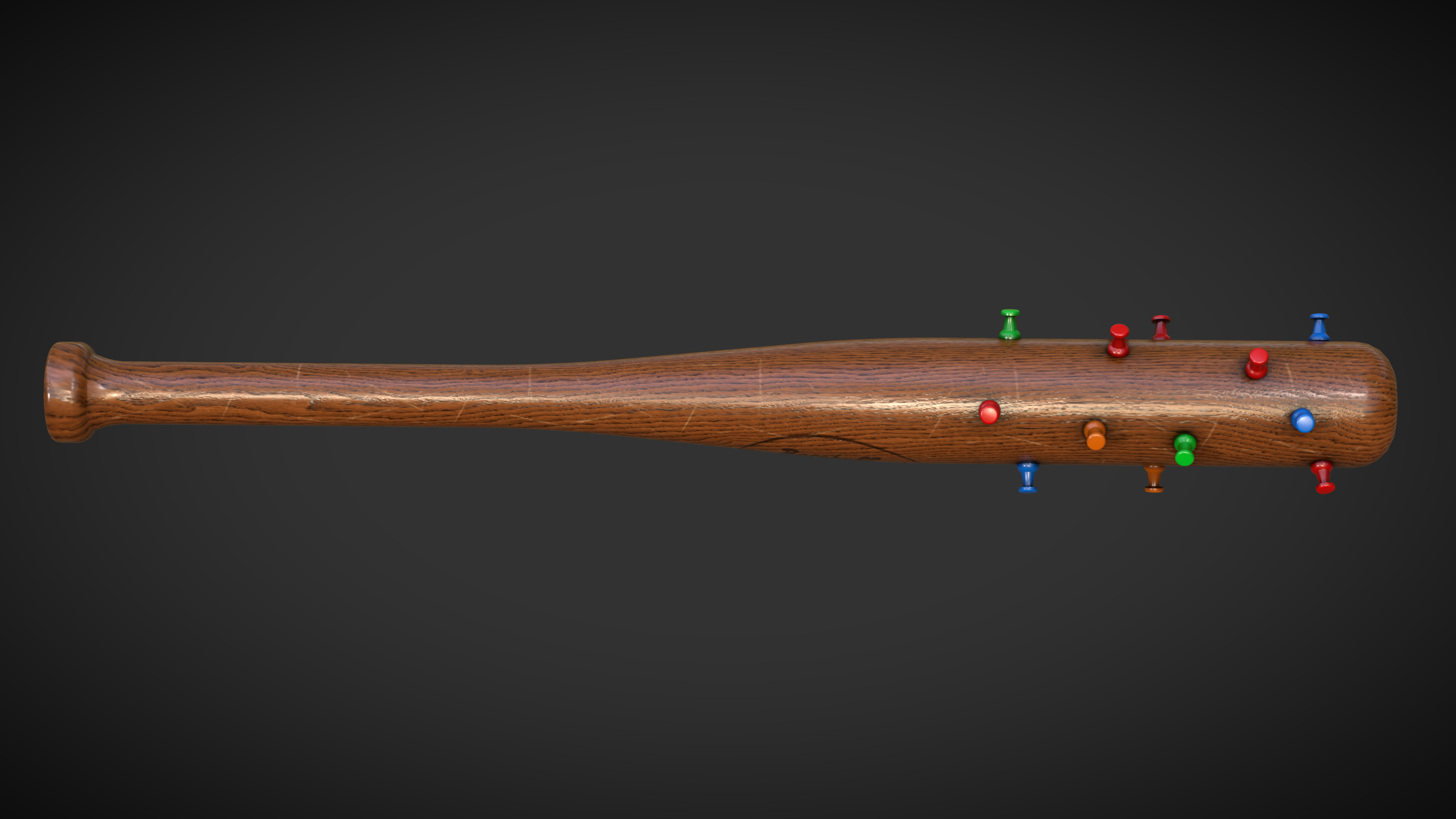 Baseball Bat with Pins Low-poly 3D model_2