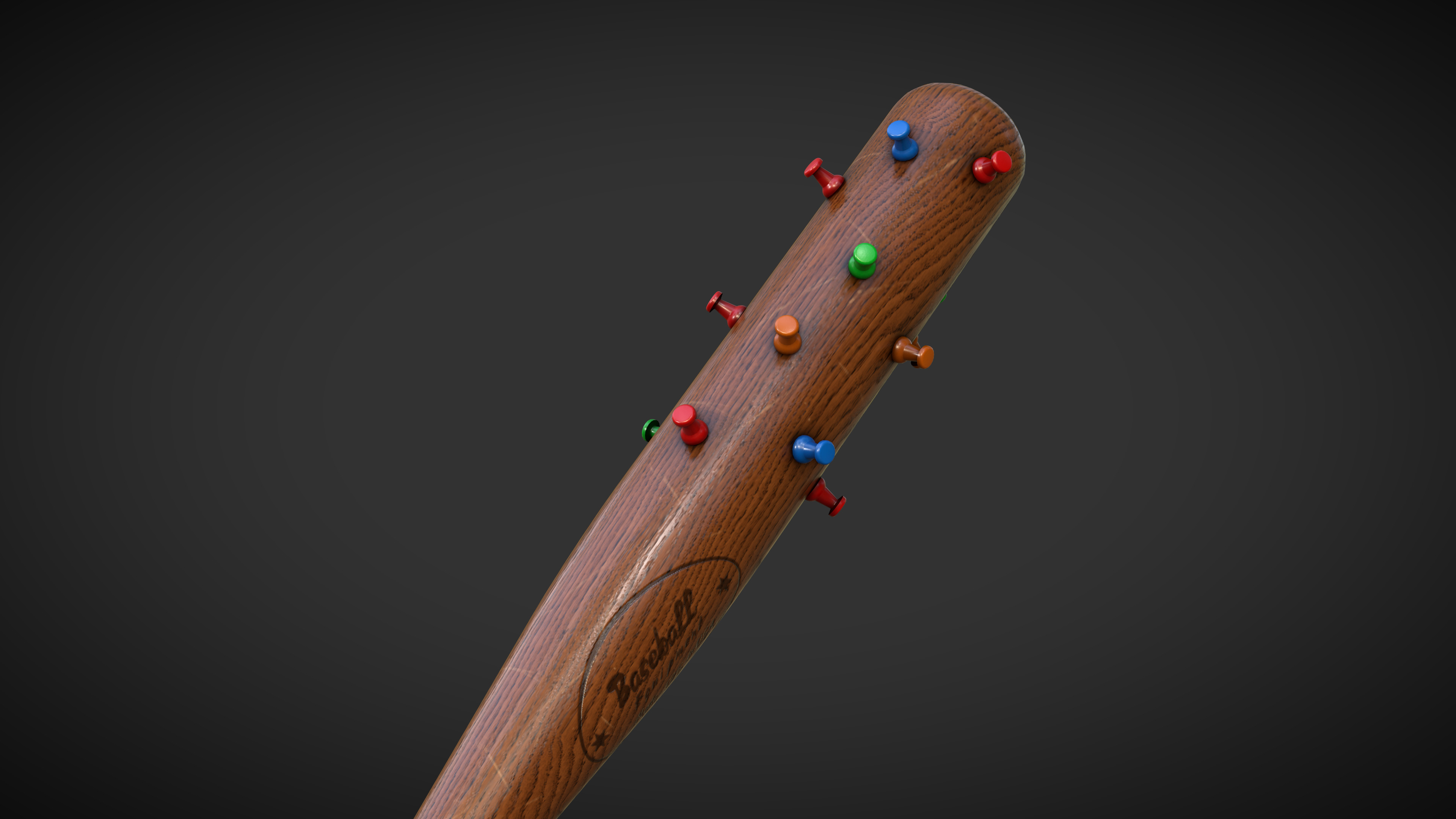 Baseball Bat with Pins Low-poly 3D model_1