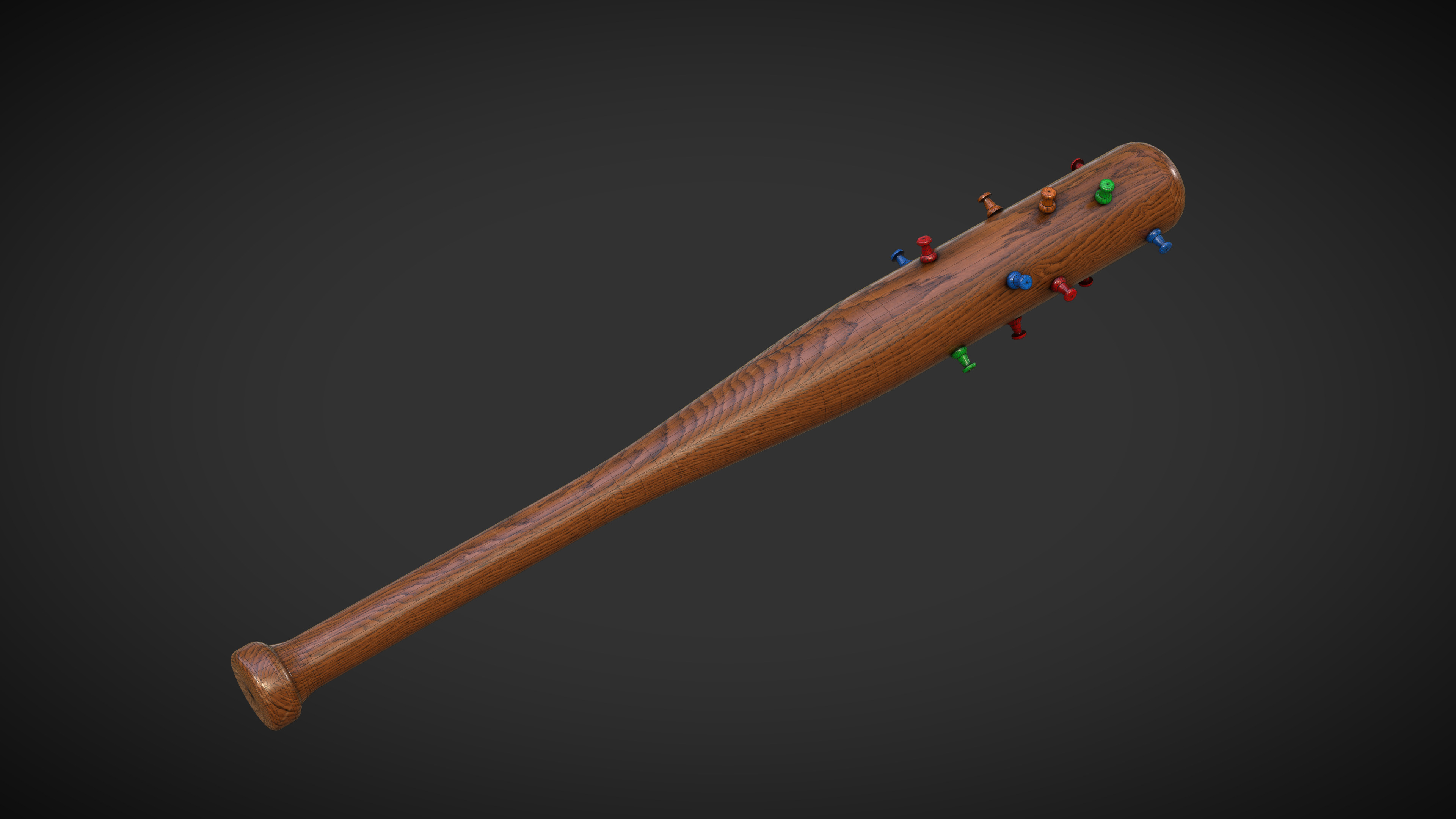 Baseball Bat with Pins Low-poly 3D model_4