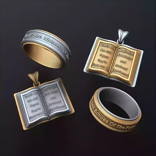 Book Pendant Ring Collection 3D print model