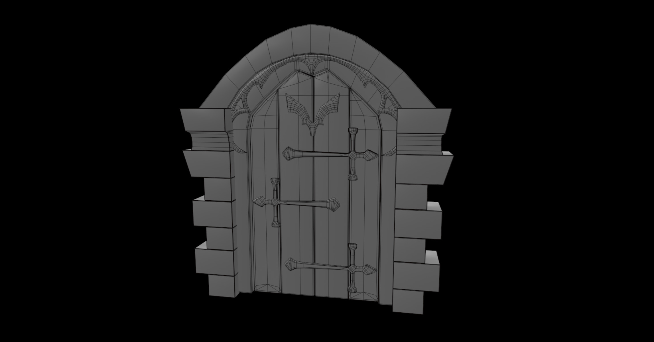 castle sculpted gate 03 3D model_5