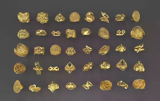 38 NEW RINGS HIGHT QUALITY READY TO PRINT 3DM STL JEWELRY