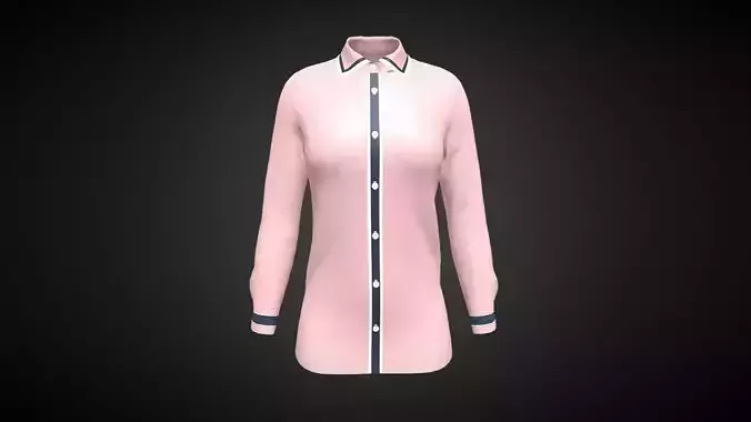 Ladies Pink Shirt In Low Poly
