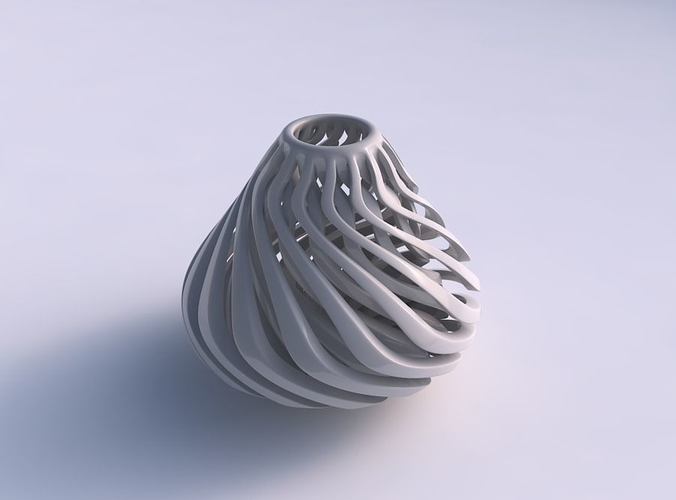 Vase oval twisted with sharp muscle structure wide middle