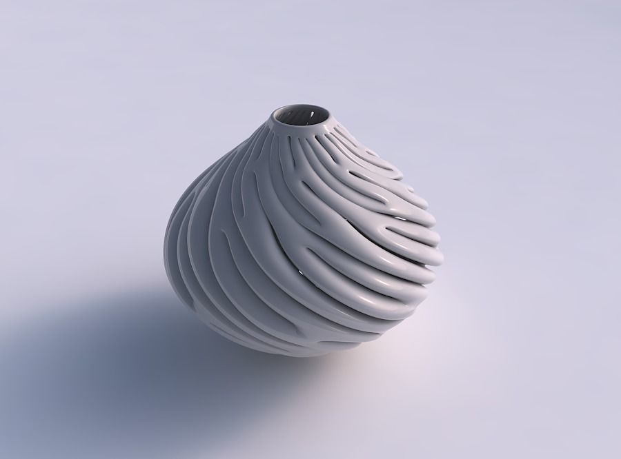 Vase drop shaped with thick soft branches twisted and squeezed 3D print model_0