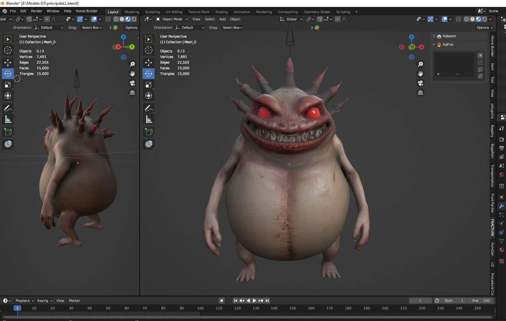 monster with sharp spikes Low-poly 3D model_2