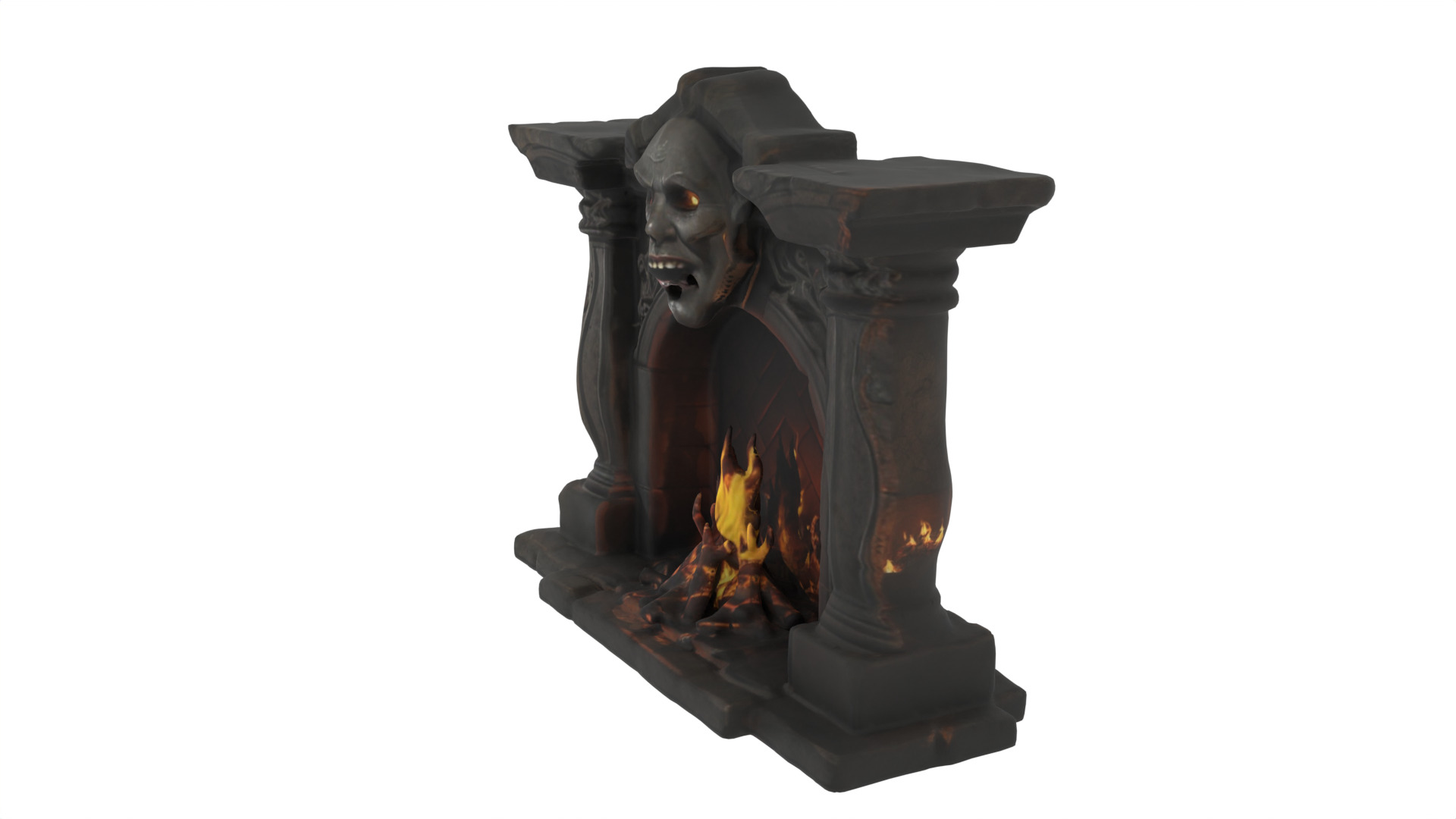 Evil face heater Low-poly 3D model_3