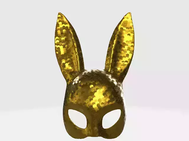 Golden Sequin Bunny Mask  Low-poly 3D model