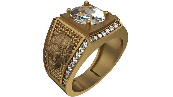mens ring tiger 3D print model