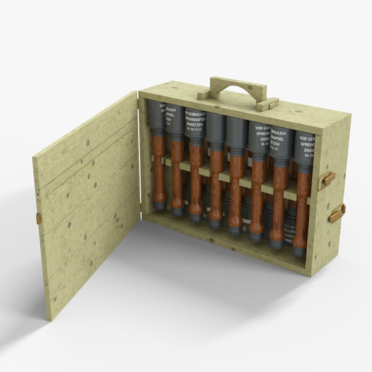 Grenade Case WW2 Low-poly 3D model_6