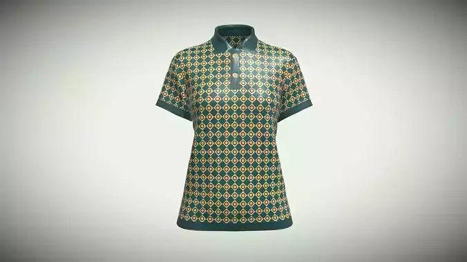 Ladies Printed Polo V2 In Low Poly