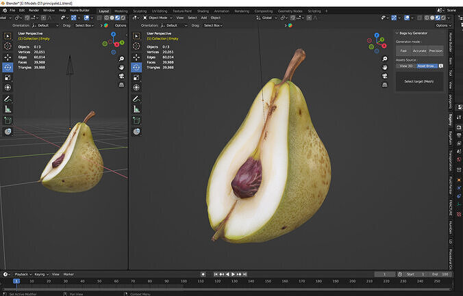 half pear Low-poly 3D model 2