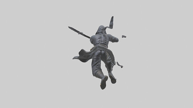 Ninja in Motion statue model Low-poly 3D model