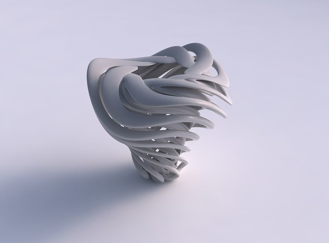 Vase double twisted with wide collapsed top wavy top