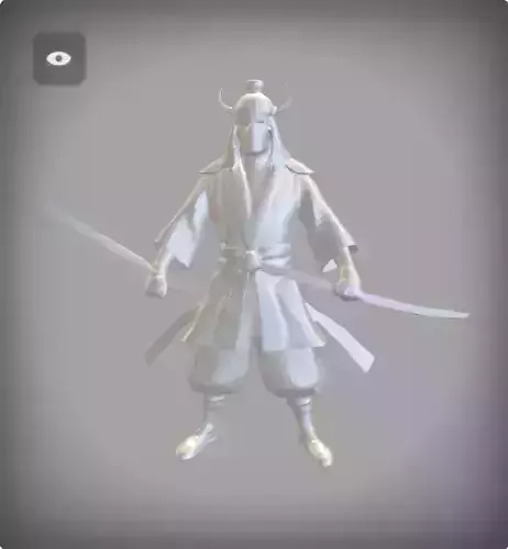 Samurai with long hairs and sword