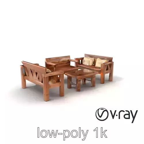 Vintage Wooden Garden Ensemble model pack