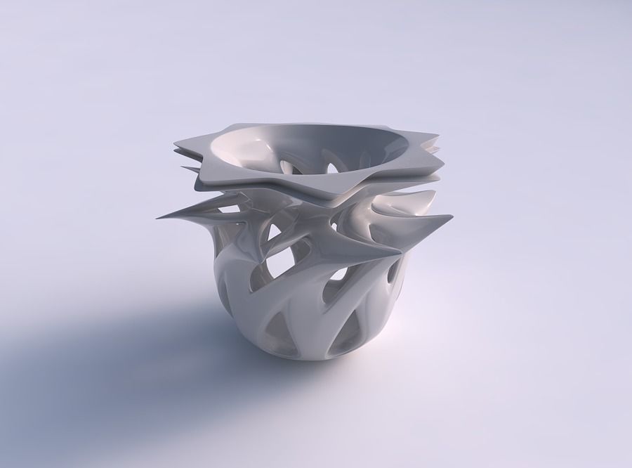 Vase lotus with smooth cuts and squeezed top section eccentric 3D print model_0