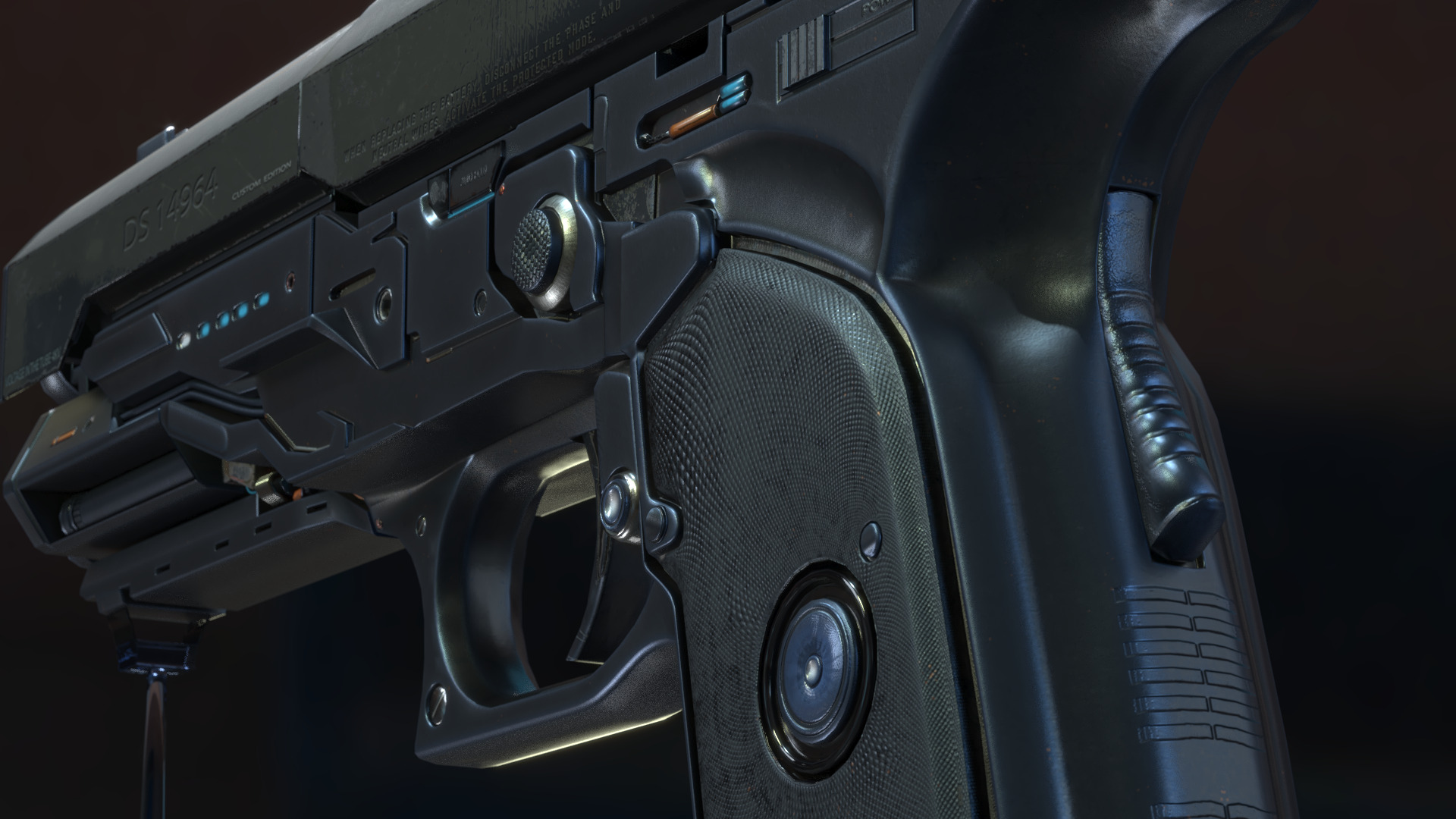 Concept Sci-fi pistol Low-poly 3D model Low-poly 3D model_7