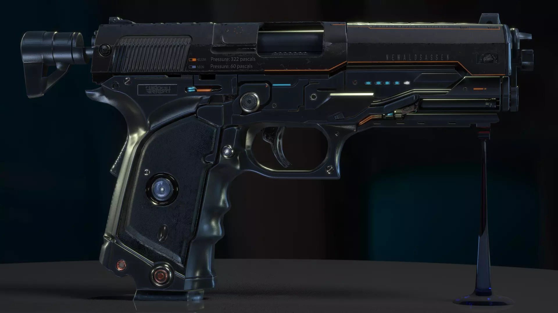 Concept Sci-fi pistol Low-poly 3D model Low-poly 3D model_0