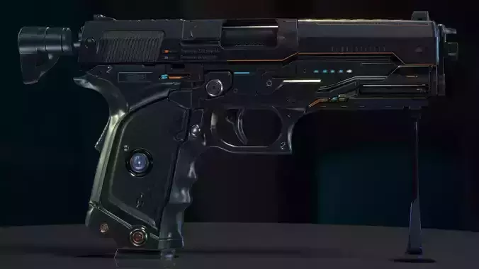 Concept Sci-fi pistol Low-poly 3D model Low-poly 3D model