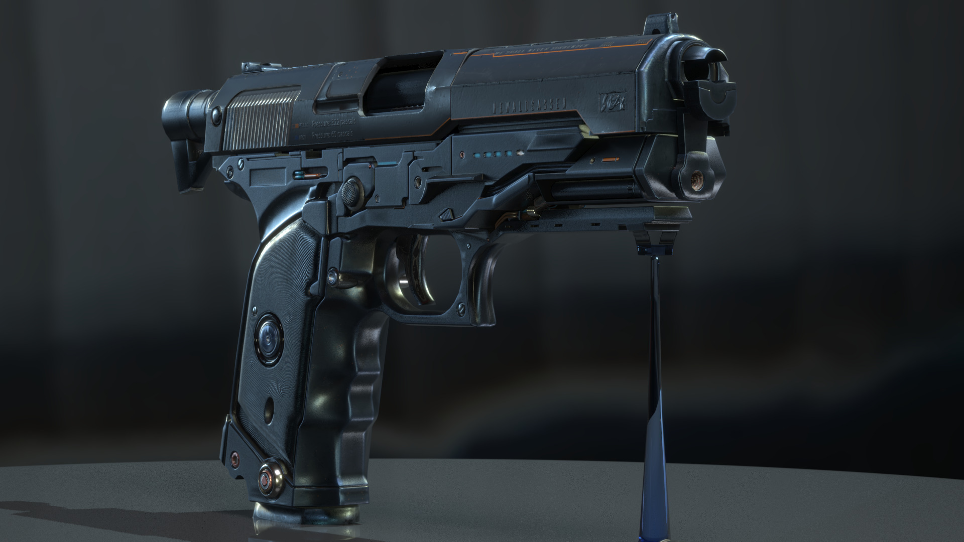 Concept Sci-fi pistol Low-poly 3D model Low-poly 3D model_2