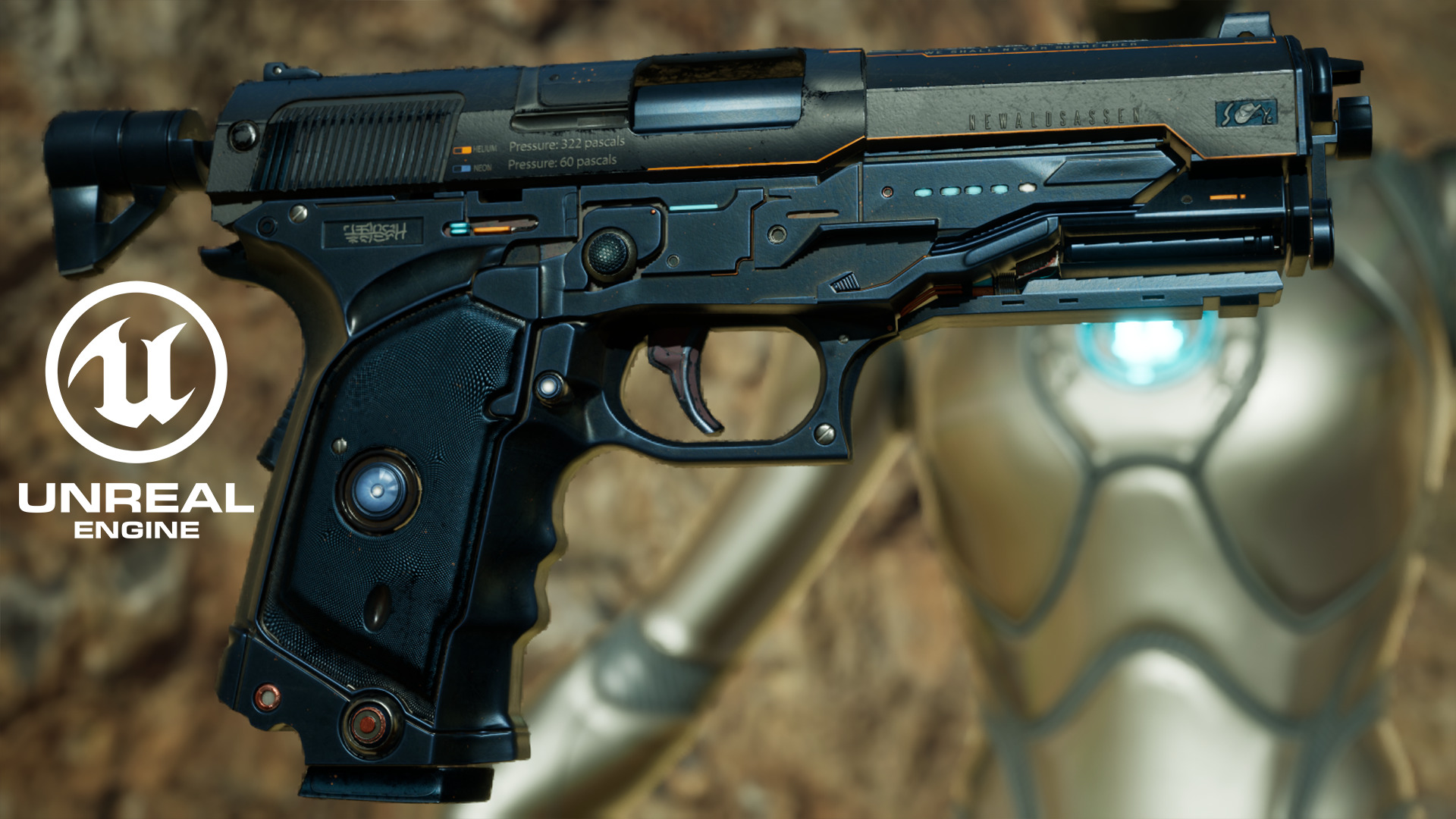 Concept Sci-fi pistol Low-poly 3D model Low-poly 3D model_14