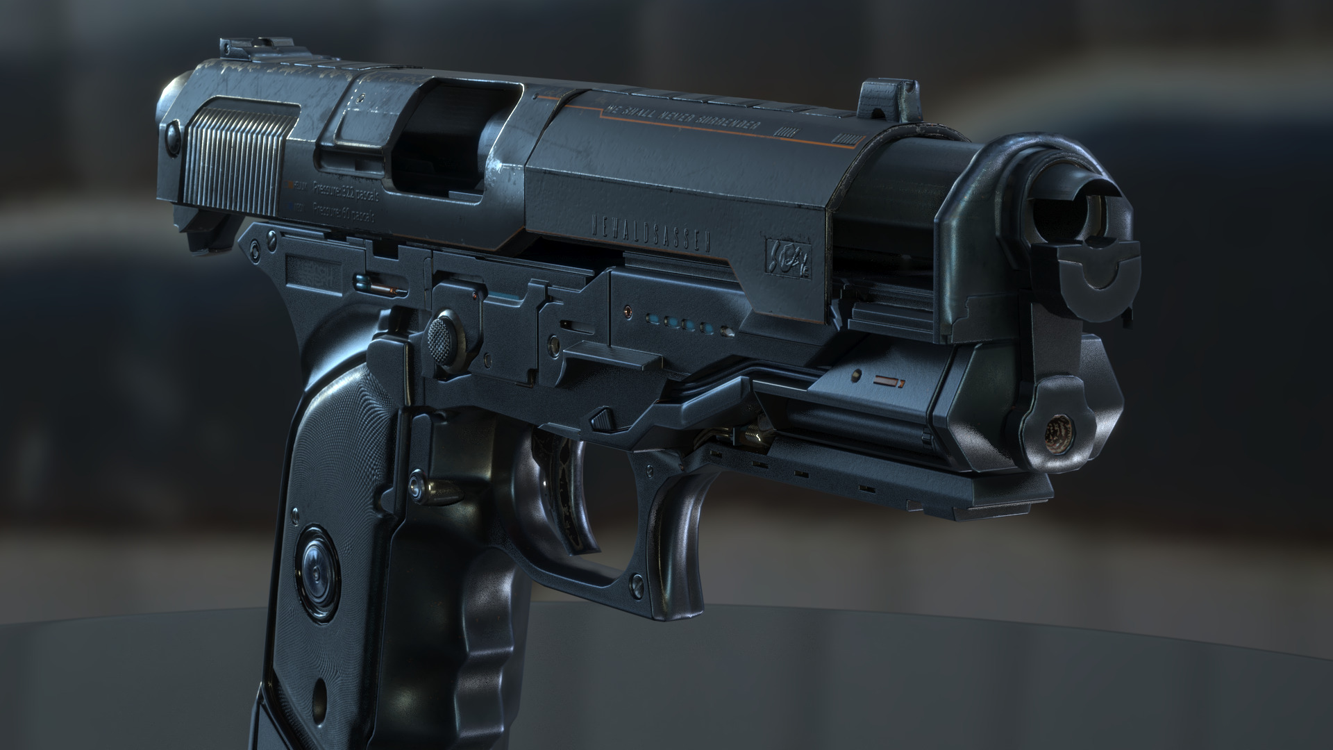 Concept Sci-fi pistol Low-poly 3D model Low-poly 3D model_3