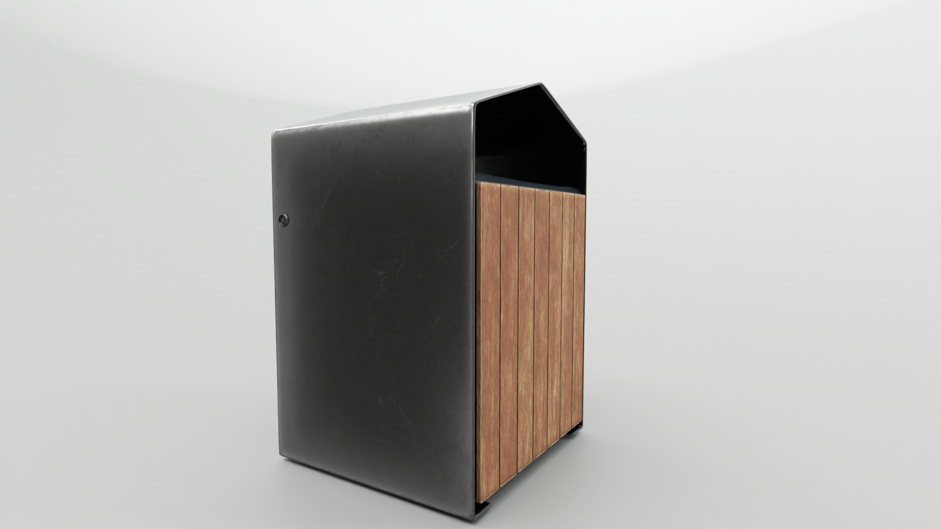 Modern Timber Street bin Vol 03 Game Ready PBR Low-poly 3Dmodel Low-poly 3D model_3