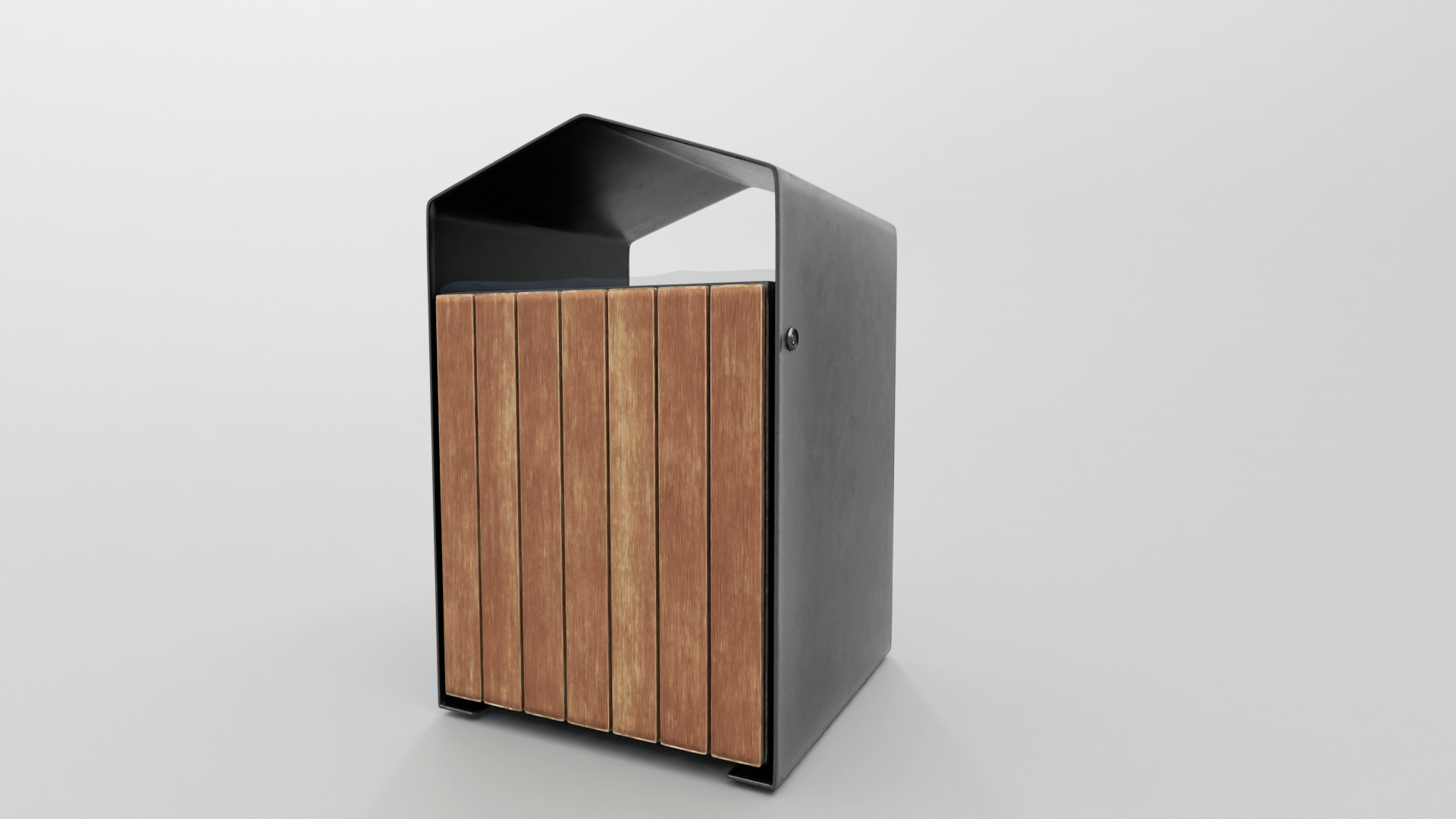 Modern Timber Street bin Vol 03 Game Ready PBR Low-poly 3Dmodel Low-poly 3D model_1