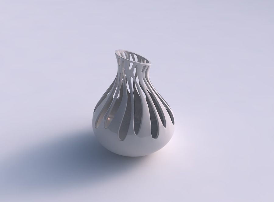 Vase drop shaped with smooth cuts squeezed with streched top ... 3D print model_0