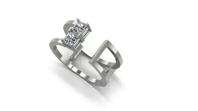 Ring with 2 Gems 3D model for print