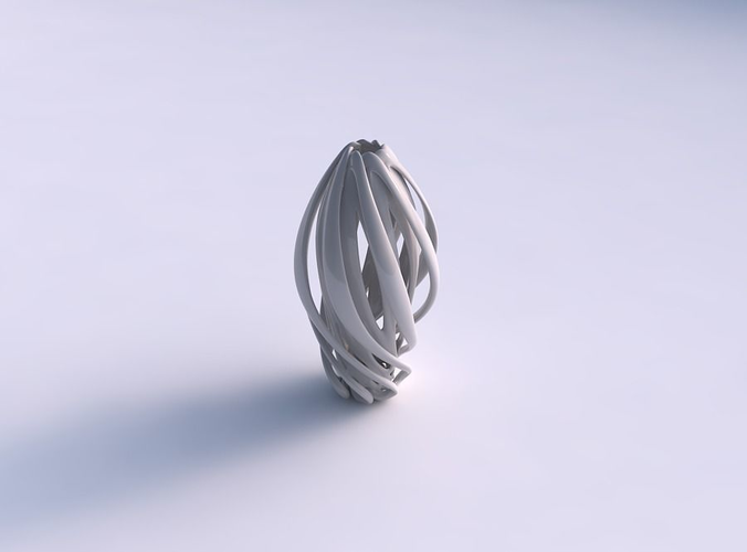 Vase double twisted with wide collapsed top long neck