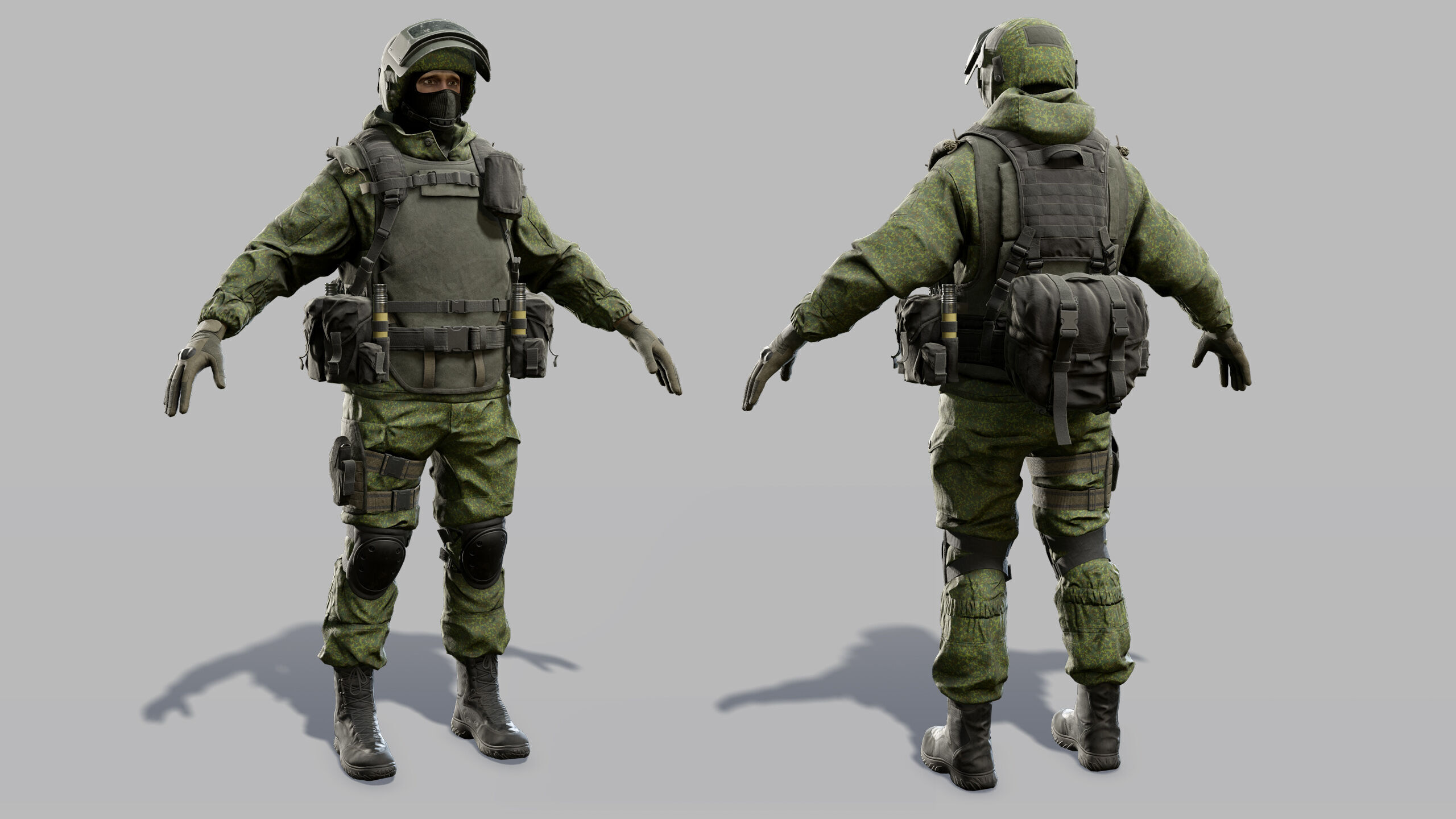 Modern Russian Soldier Low-poly 3D model_35