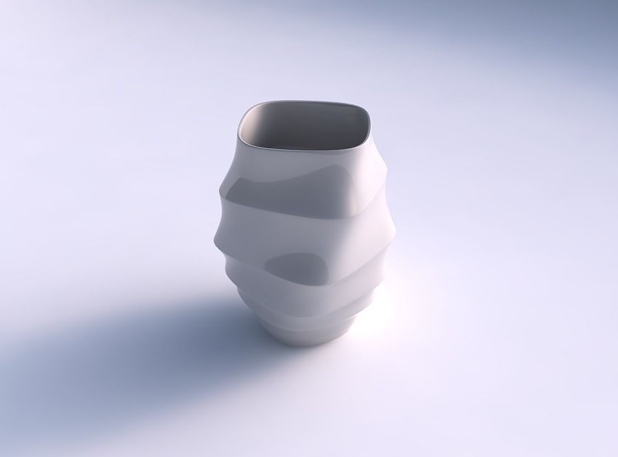 Vase low bulky helix with horizontal sections 3D print model_0