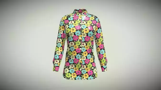 Ladies Printed Shirt V4 In Low Poly