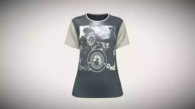 Ladies Printed T-Shirt V3 In Low Poly